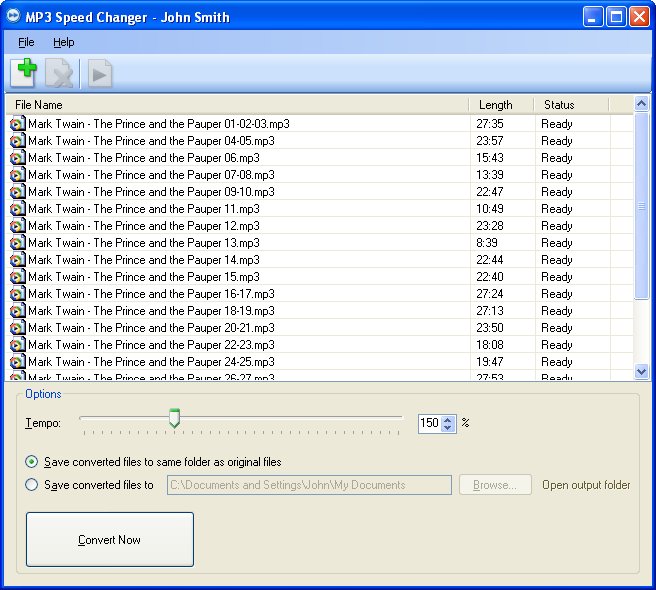 Click to view MP3 Speed Changer 2.85 screenshot
