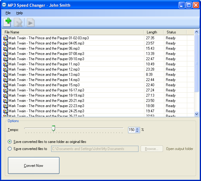 Audio speed changer with batch processing and easy-to-use interface